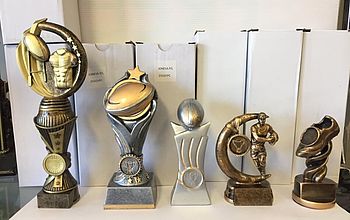 Various sports trophies